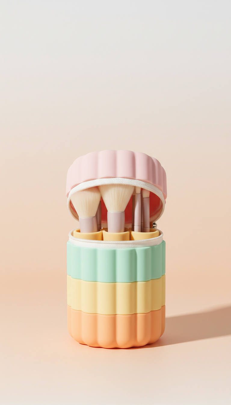 Travel-Friendly Silicone Makeup Brush Case