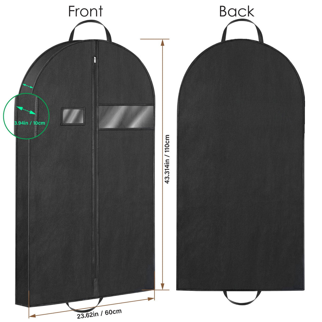 Mber 3-Pack 43" Garment Bag with Visible Transparent Window, Black