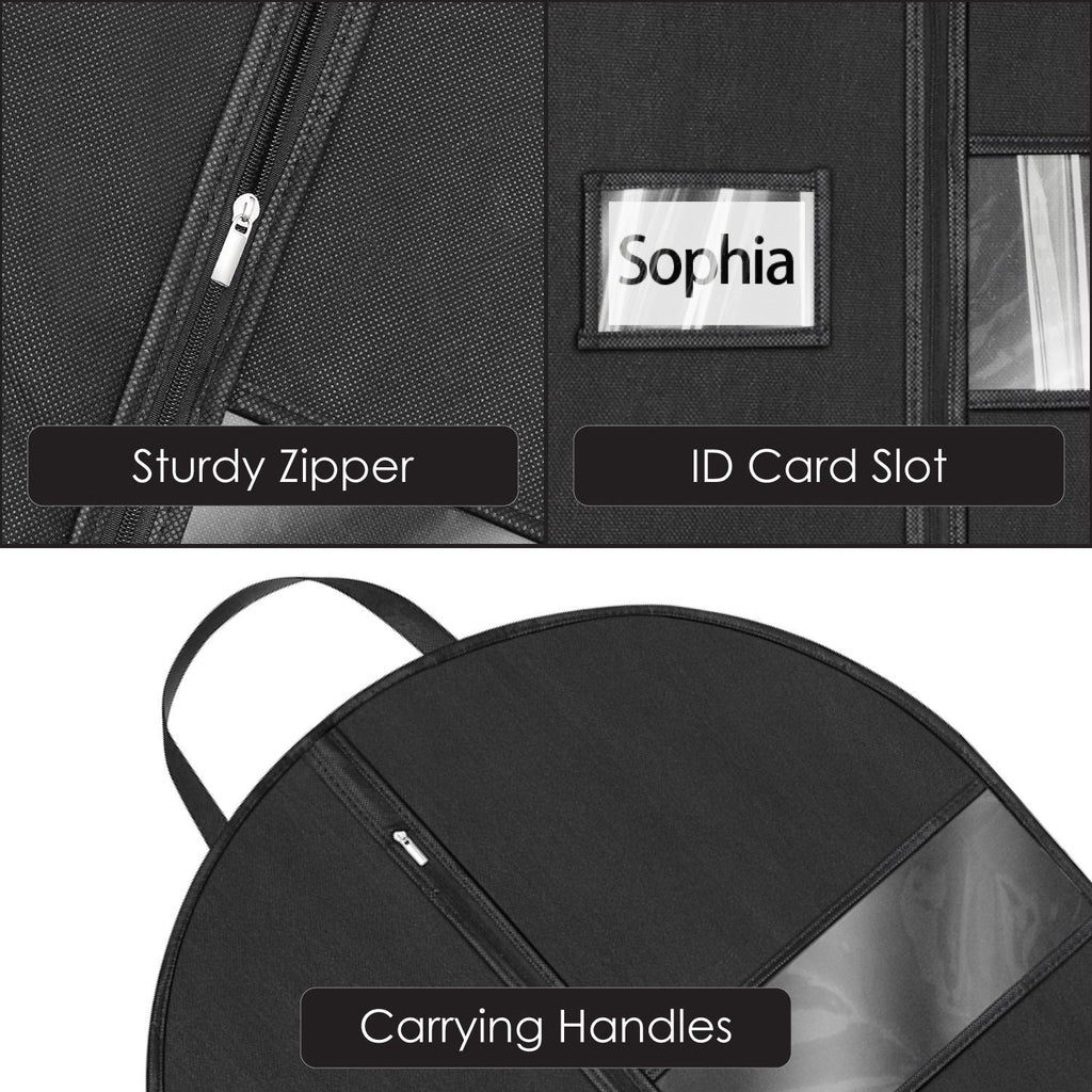 Mber 3-Pack 43" Garment Bag with Visible Transparent Window, Black