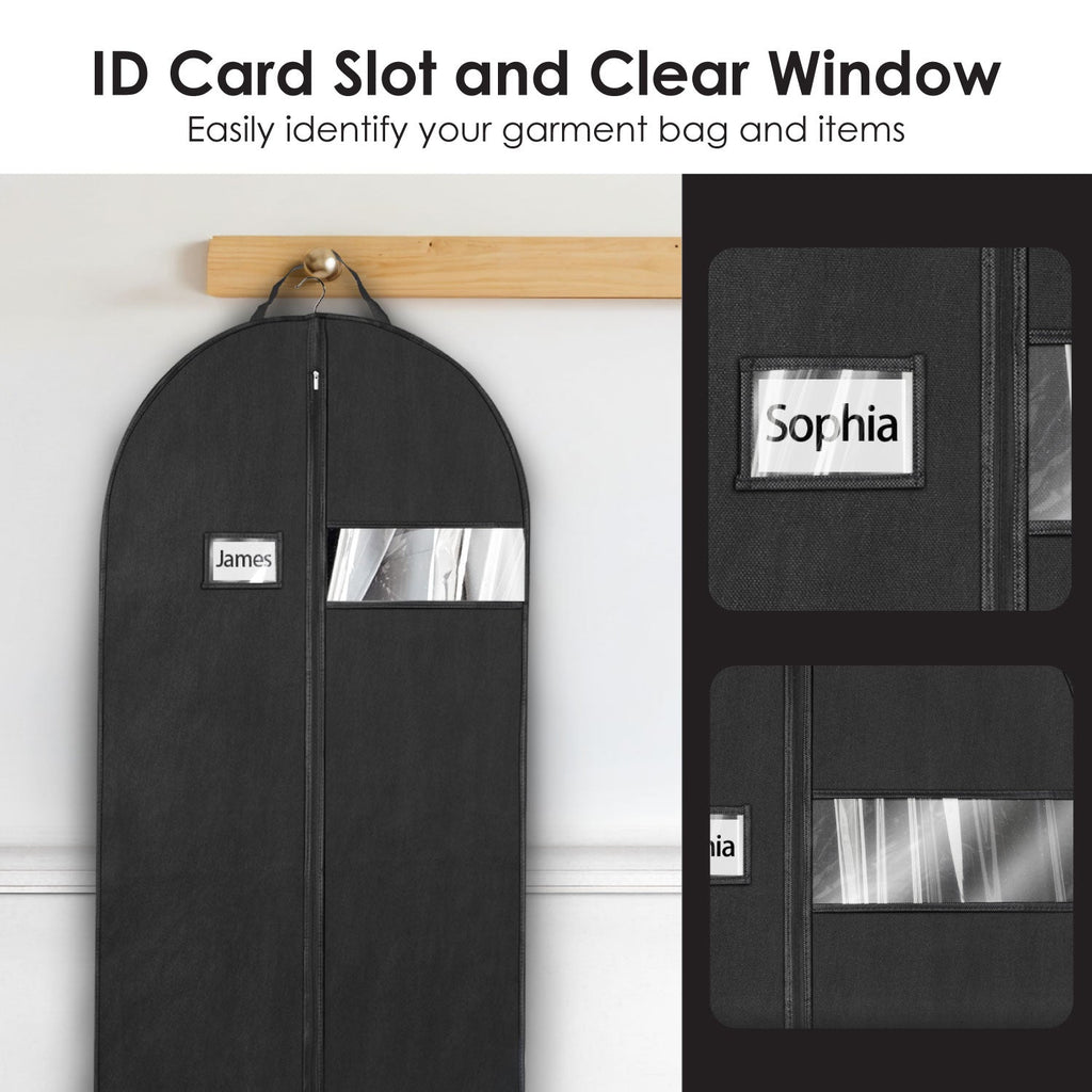 Mber 3-Pack 43" Garment Bag with Visible Transparent Window, Black