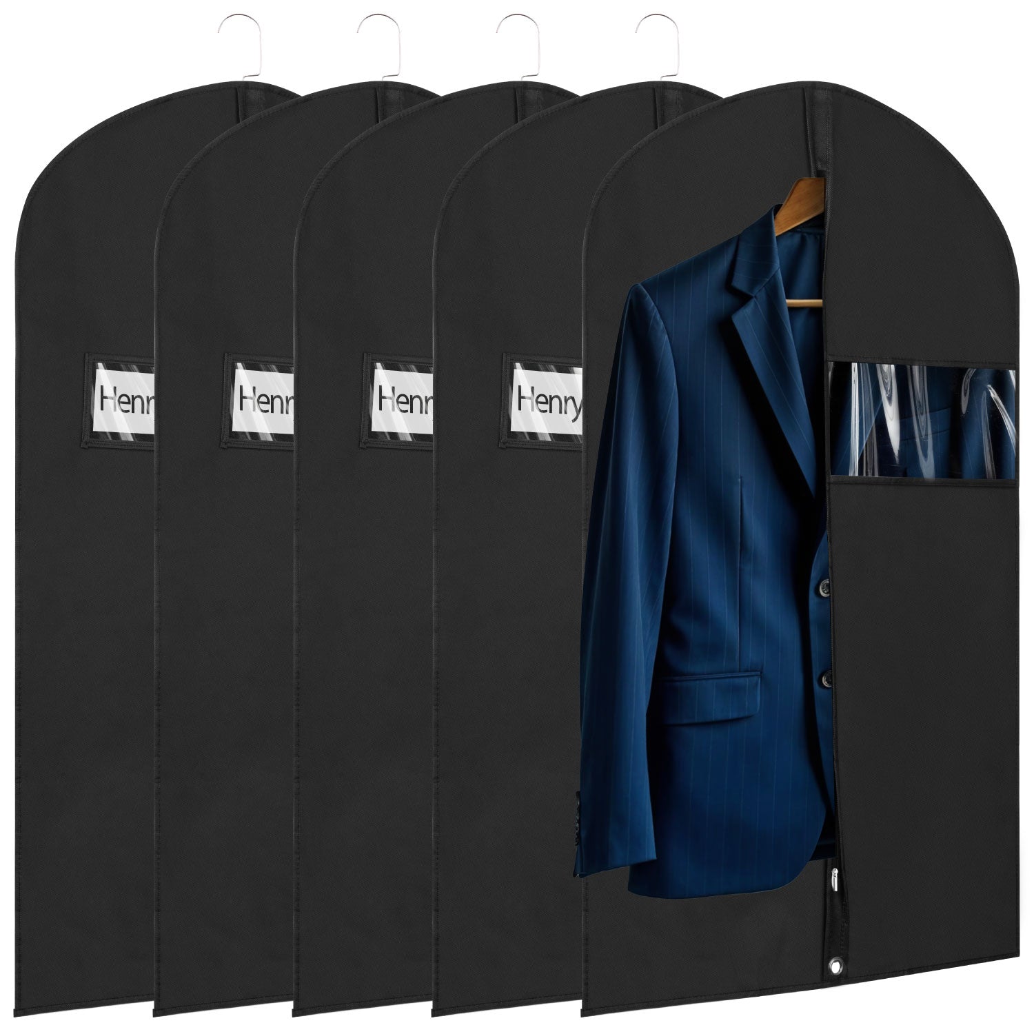 Mber 40" Garment Bag with Visible Transparent Window, Black