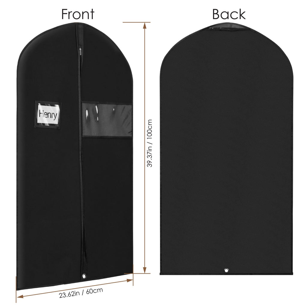 Mber 40" Garment Bag with Visible Transparent Window, Black