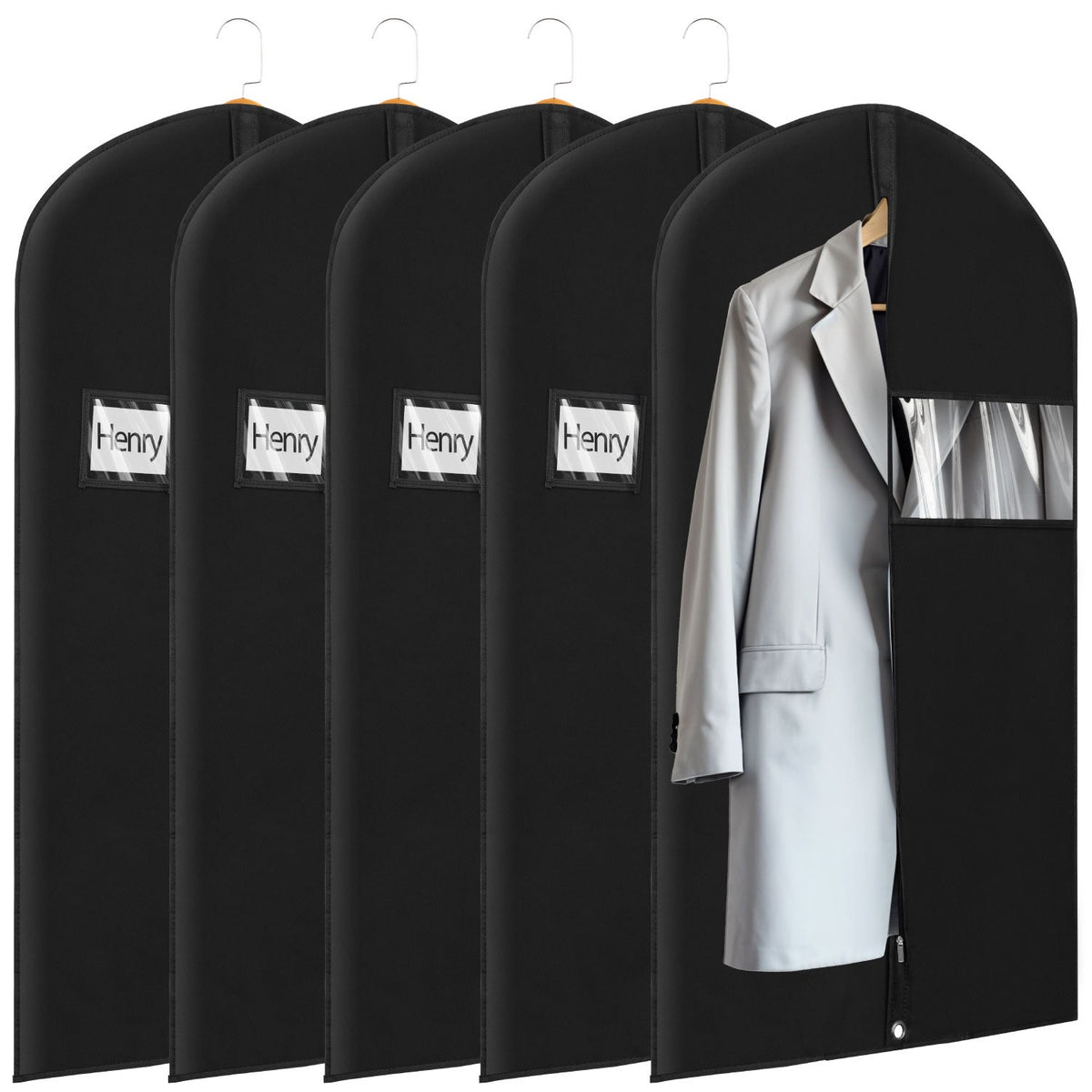 Mber 47" Garment Bag with Visible Transparent Window, Black