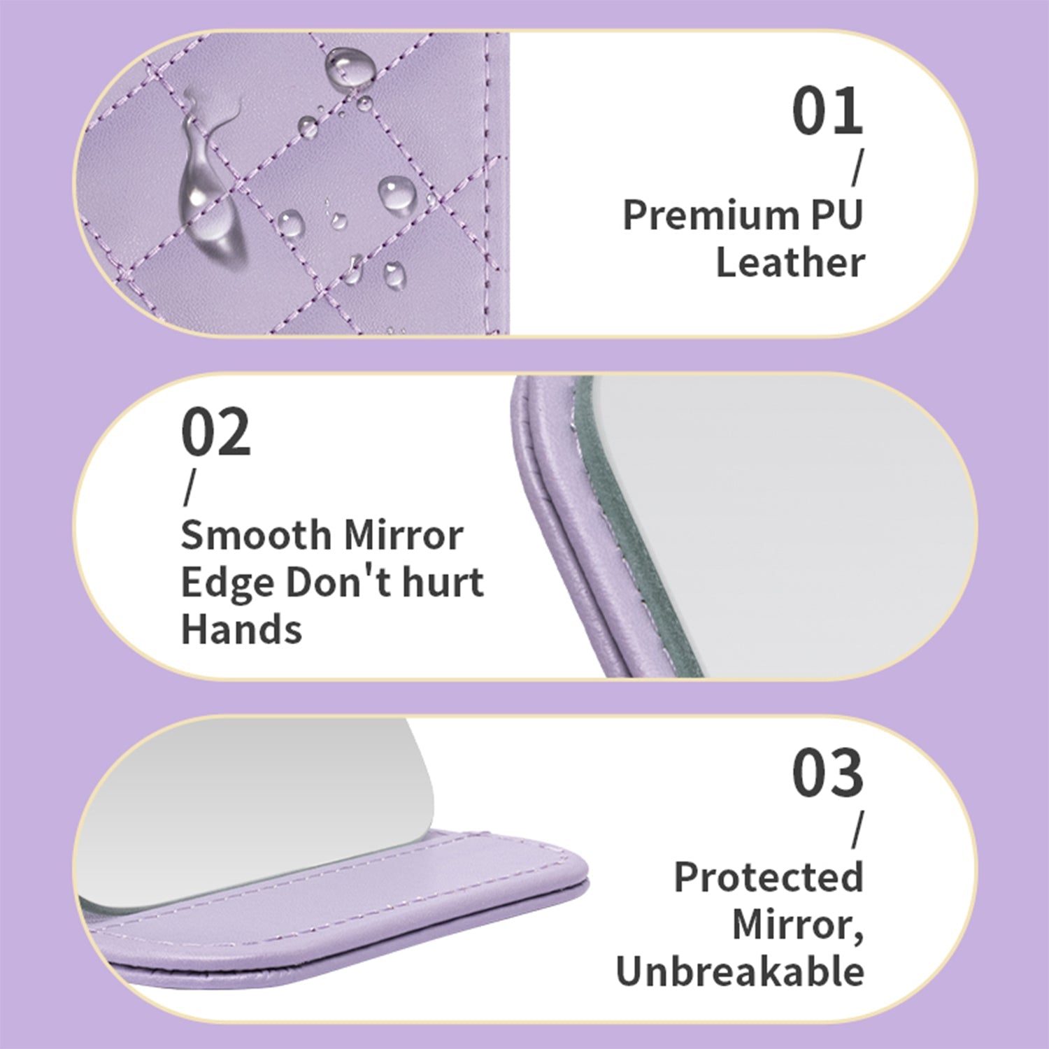 Mber Foldable Travel Makeup Mirror for Makeup, Purple