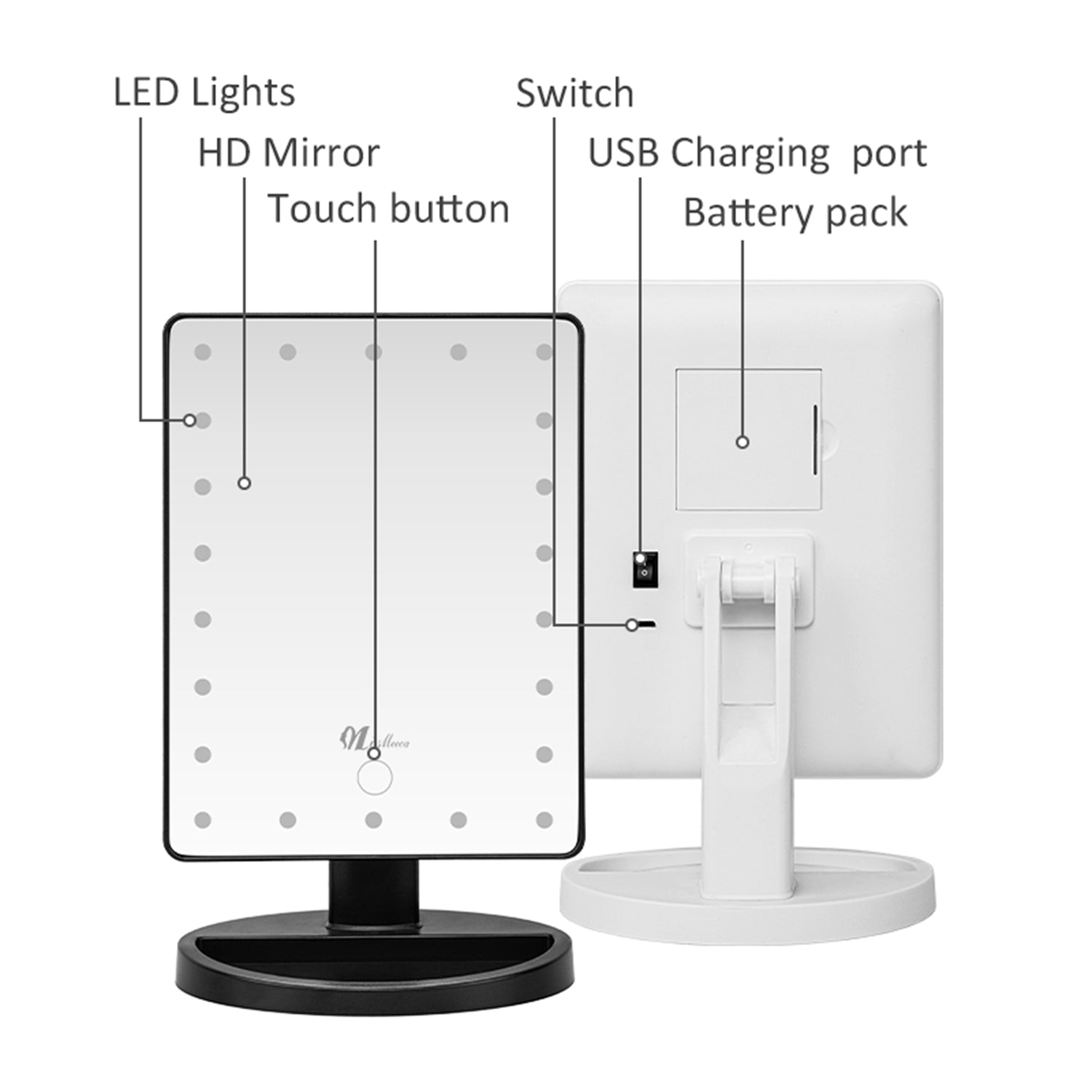 Mber Tabletop Makeup Mirror with 22 LED Lights