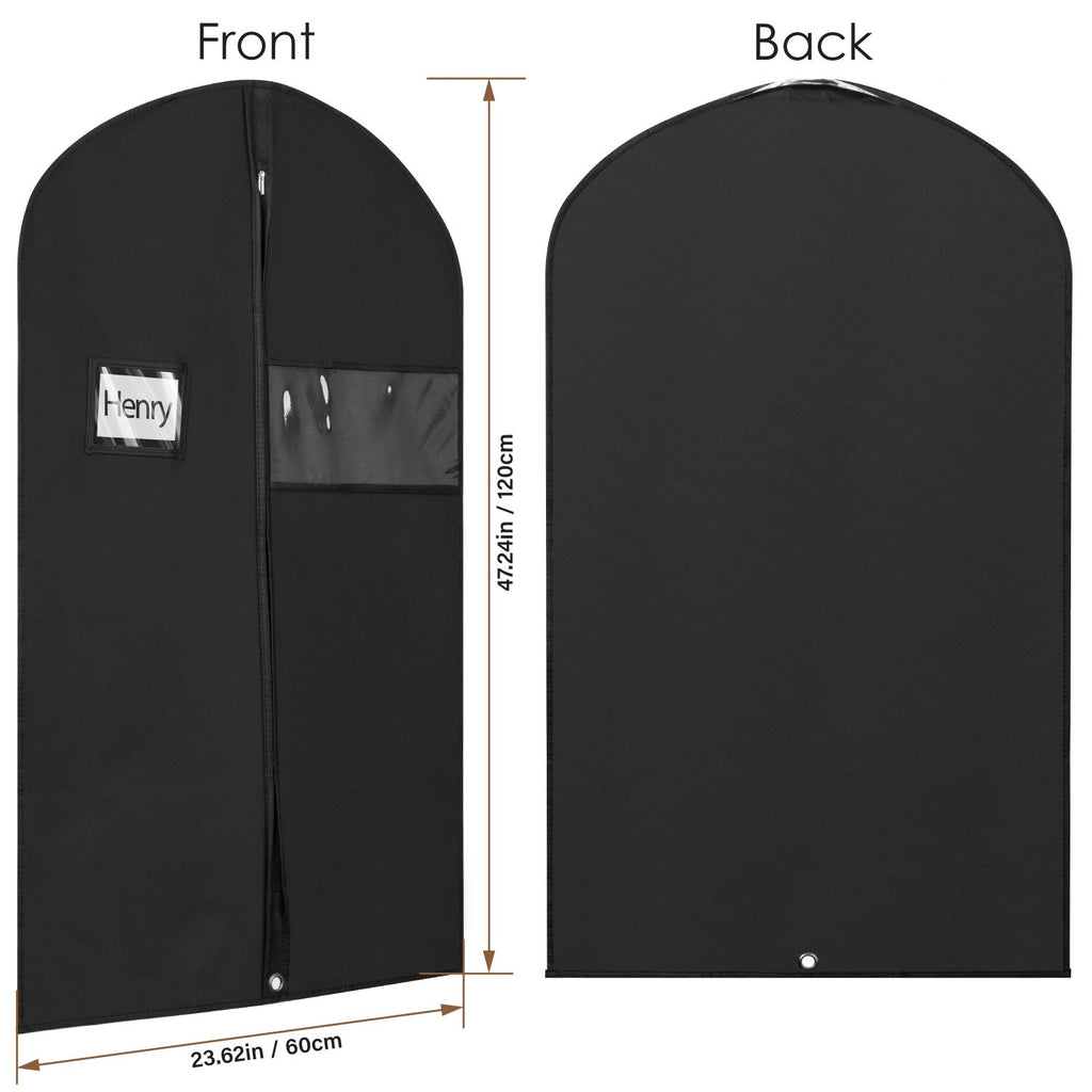 Mber 47" Garment Bag with Visible Transparent Window, Black