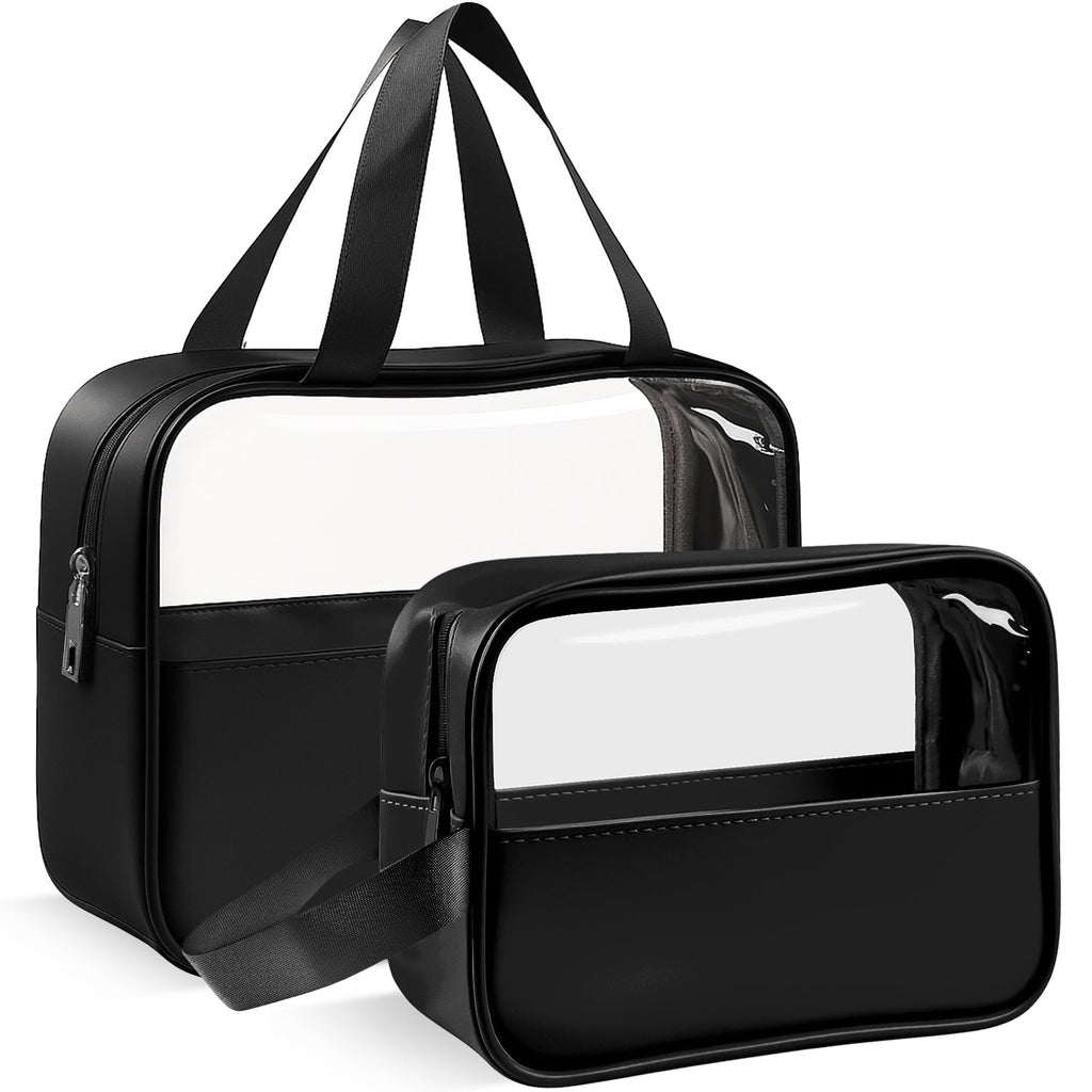 Mber 2-Pack TSA Approved Clear Travel Makeup Bag, Black