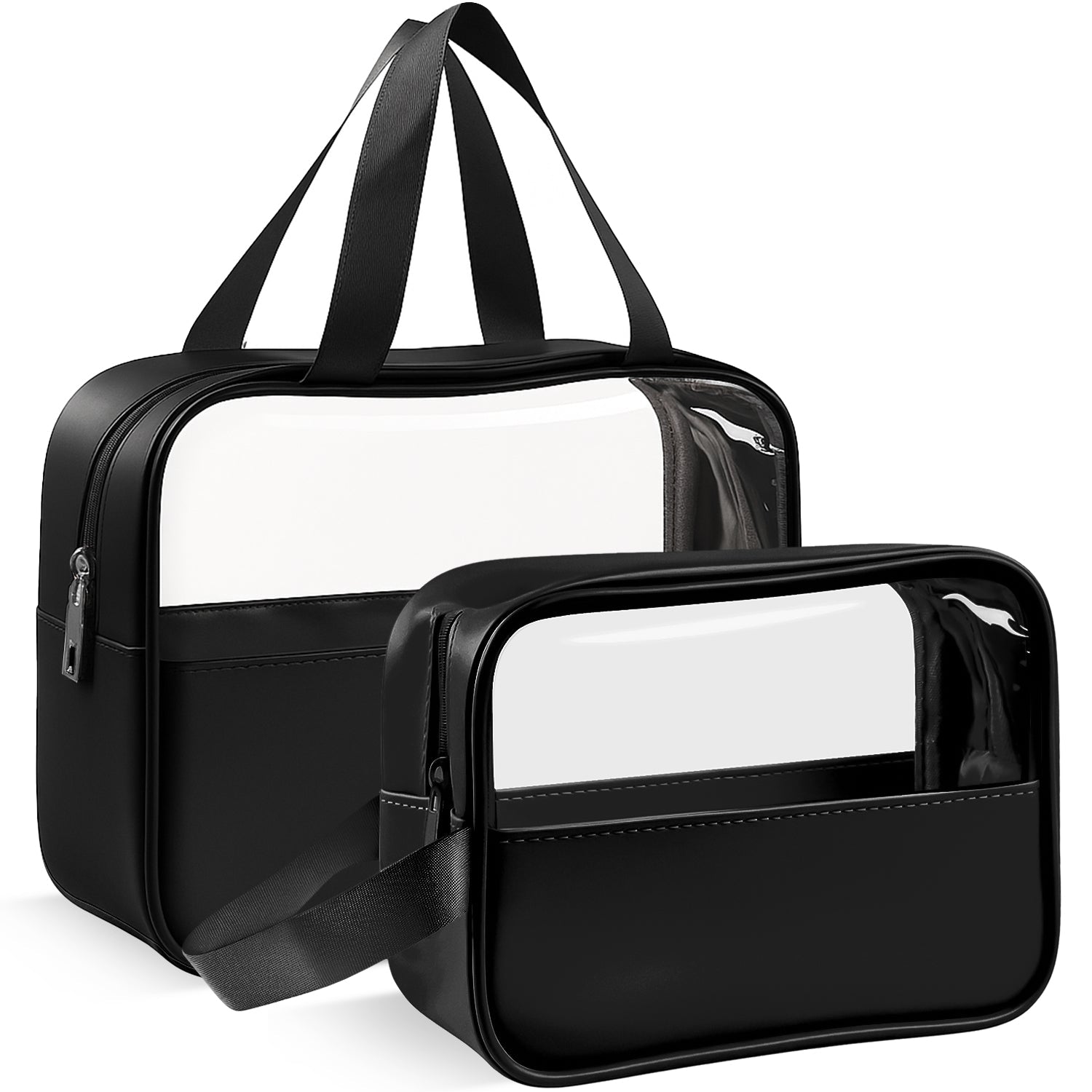 Mber 2-Pack TSA Approved Clear Travel Makeup Bag, Black