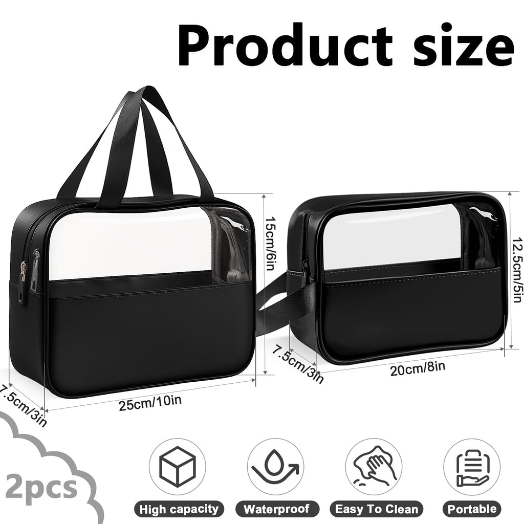 Mber 2-Pack TSA Approved Clear Travel Makeup Bag, Black