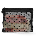 Mber Medium Mesh Cosmetic Makeup Pouch with Zipper, Black