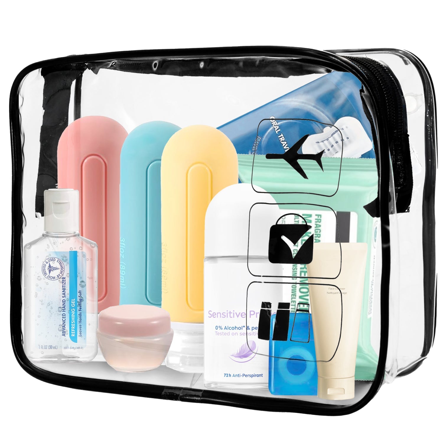 Mber TSA Approved Clear Travel Toiletry Bag, Black