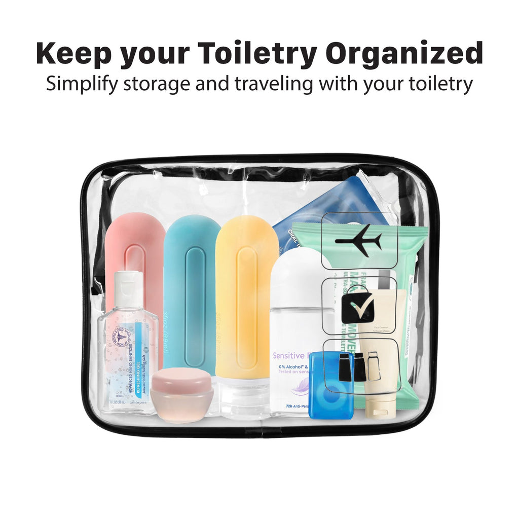 Mber TSA Approved Clear Travel Toiletry Bag, Black