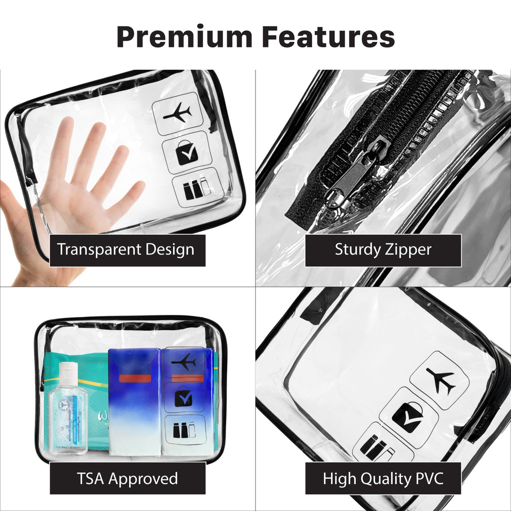 Mber TSA Approved Clear Travel Toiletry Bag, Black