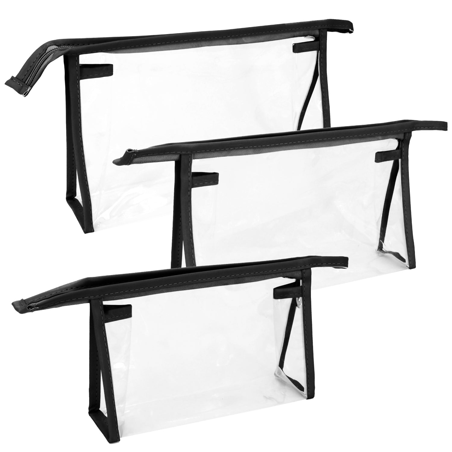 Mber 3-Pack TSA Approved Clear Travel Makeup Bag, Black