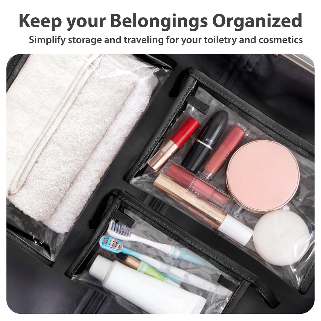 Mber 3-Pack TSA Approved Clear Travel Makeup Bag, Black
