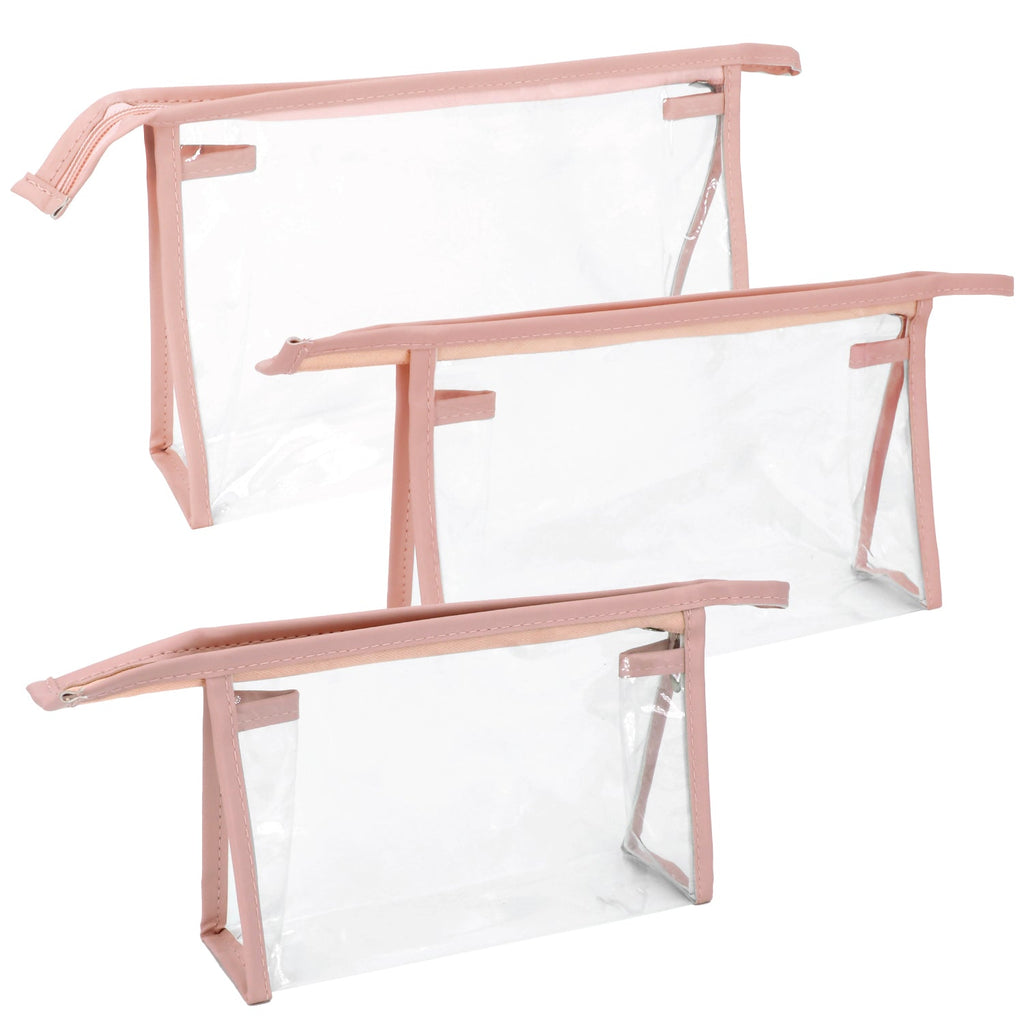 Mber 3-Pack TSA Approved Clear Travel Makeup Bag, Pink
