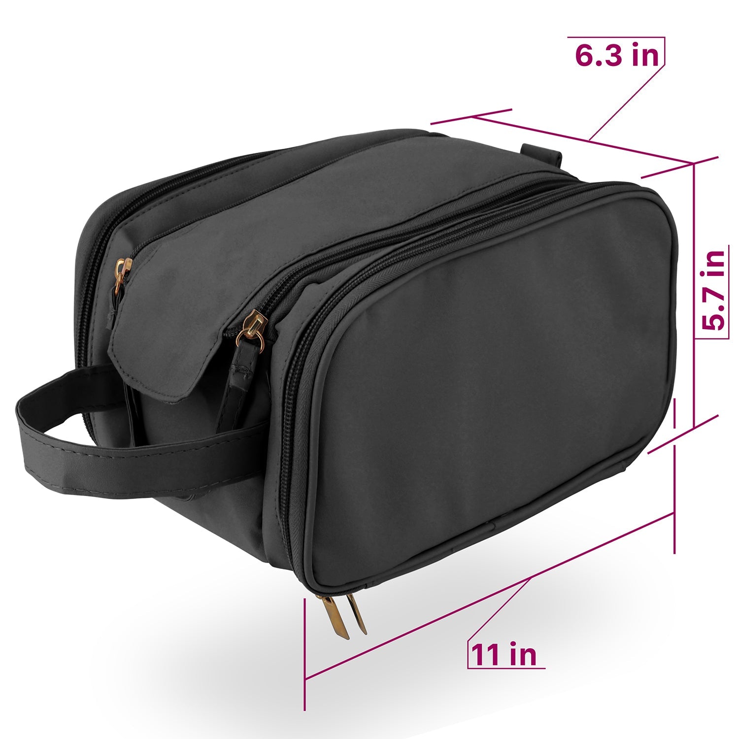 Mber Travel Makeup Bag with Compartments, Black
