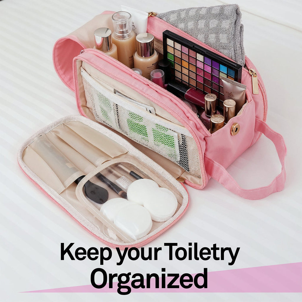 Mber Travel Makeup Bag with Compartments, Black