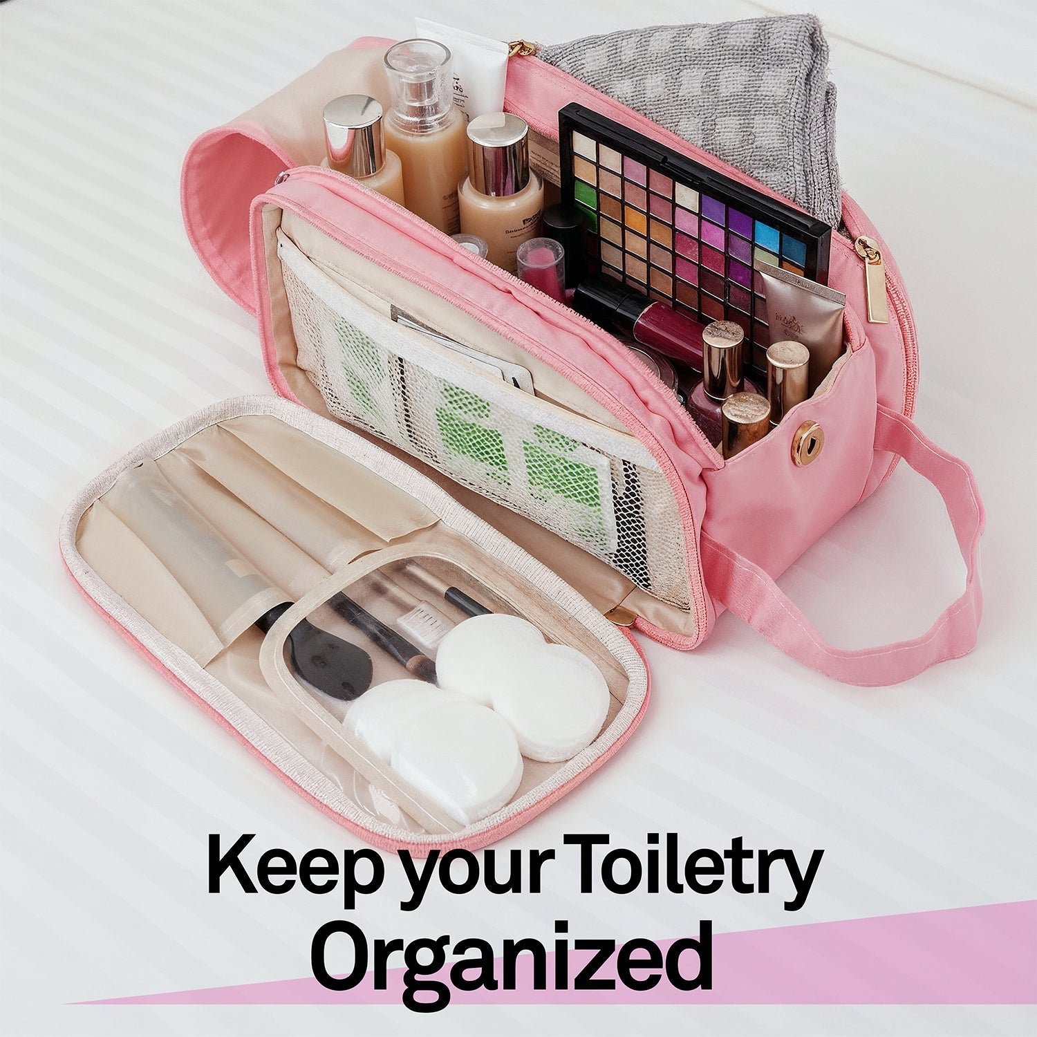 Mber Travel Makeup Bag with Compartments, Black