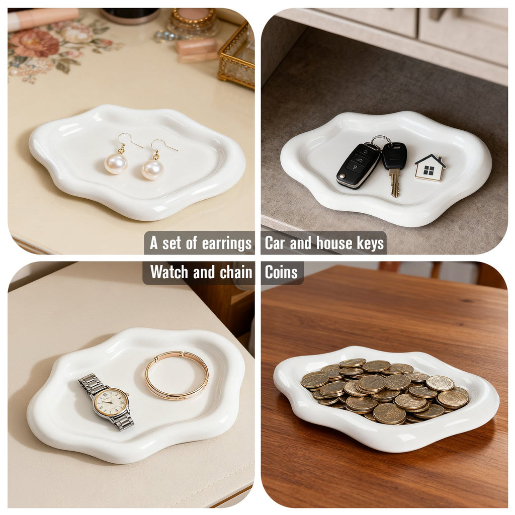 Mber Organic Shape Jewelry Tray, Ceramic or Stainless Steel
