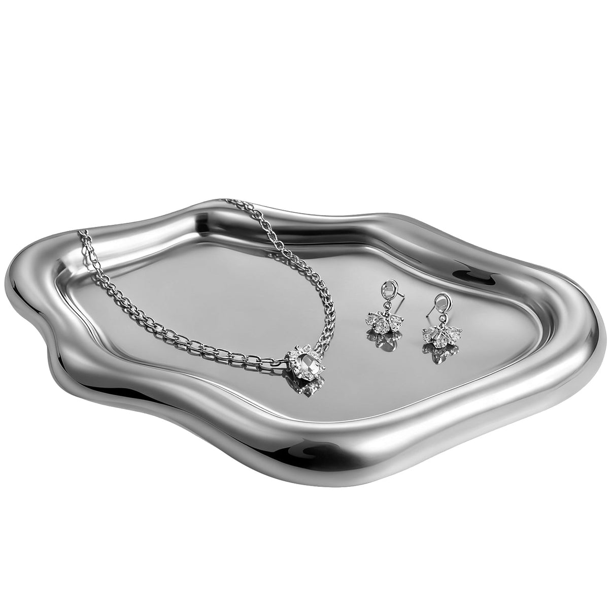 Mber Organic Shape Jewelry Tray, Ceramic or Stainless Steel