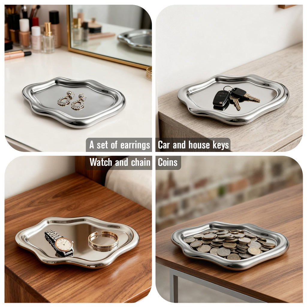Mber Organic Shape Jewelry Tray, Ceramic or Stainless Steel