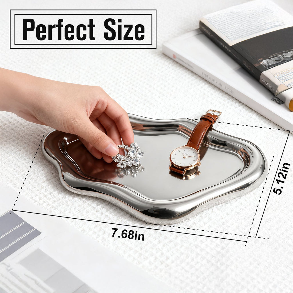 Mber Organic Shape Jewelry Tray, Ceramic or Stainless Steel