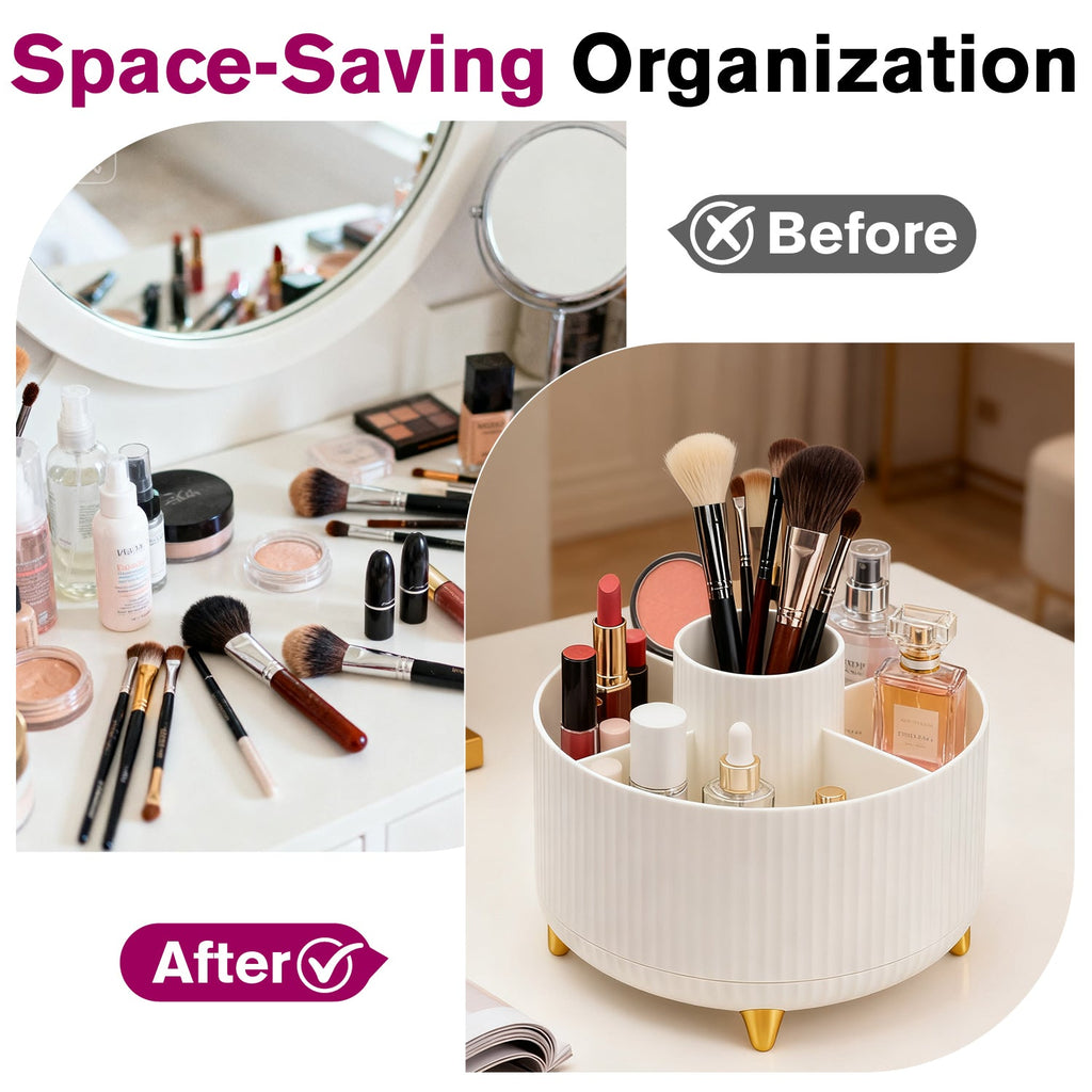 Mber Makeup Brush Holder Organizer with 360° Rotating Base