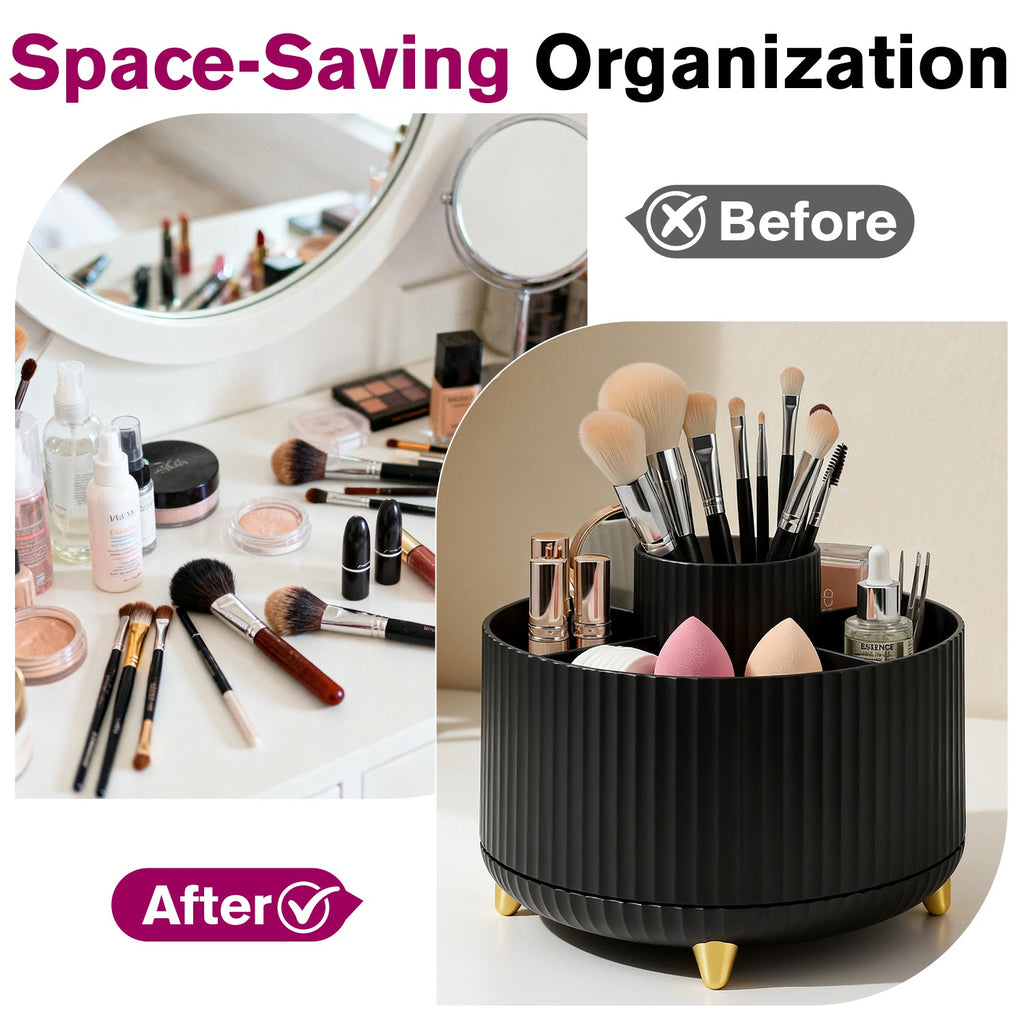 Mber Makeup Brush Holder Organizer with 360° Rotating Base