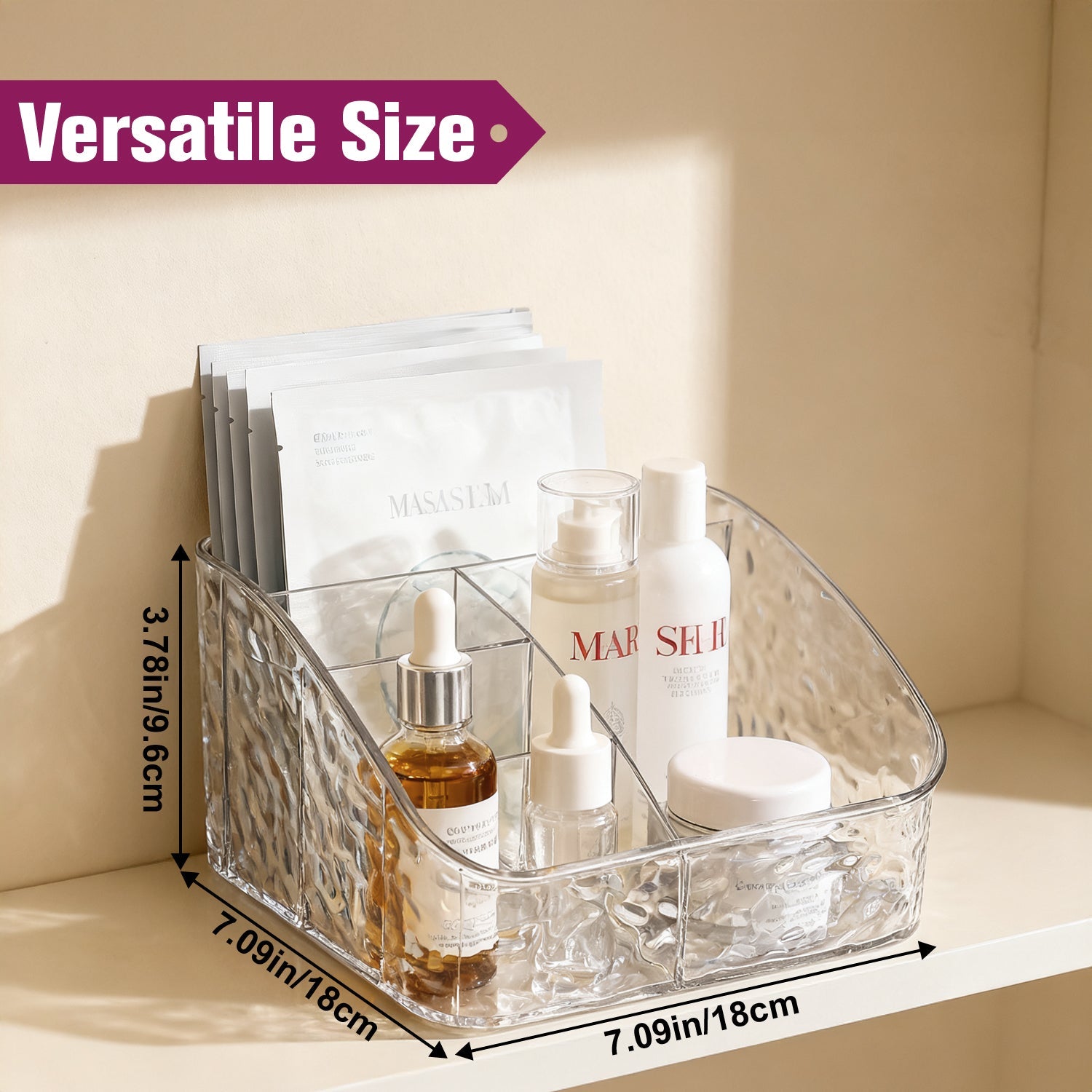 Mber Acrylic Makeup Organizer Countertop with 5 Compartments