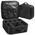 Mber Cosmetic Makeup Train Case with Adjustable Dividers, Black