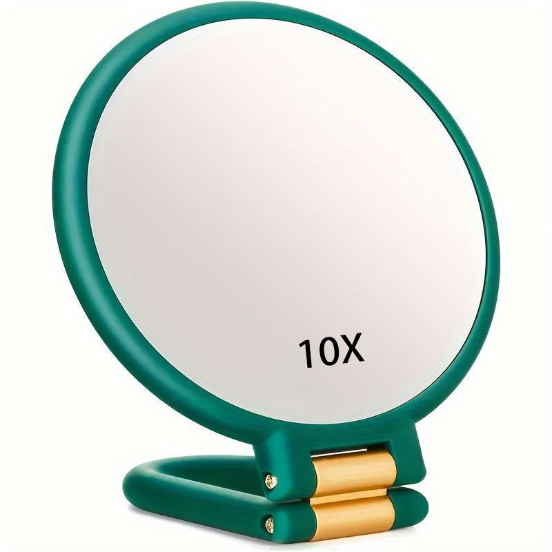 Mber Foldable Handheld Makeup Mirror with 2-Sided 1X 10X Magnifying Mirror