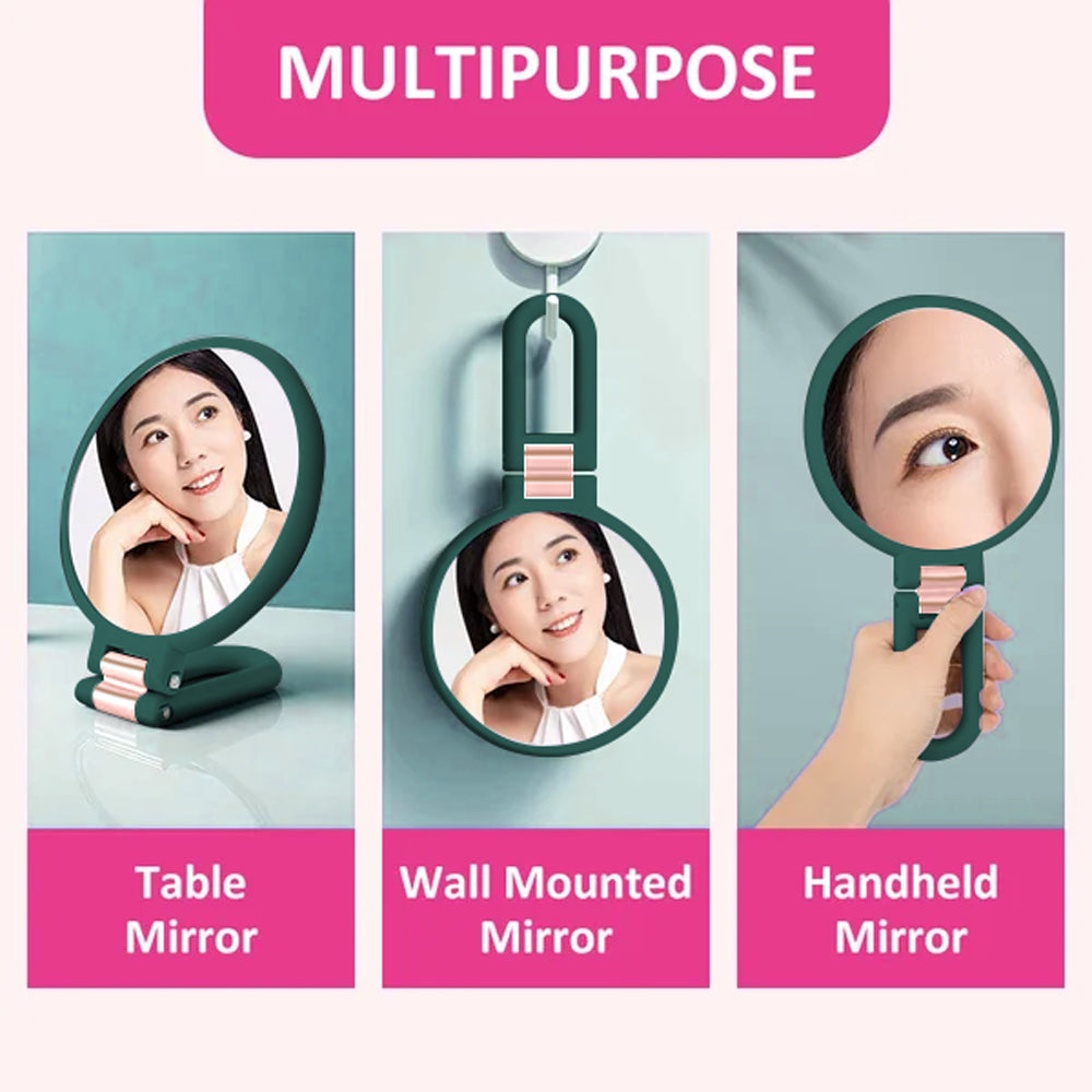Mber Foldable Handheld Makeup Mirror with 2-Sided 1X 10X Magnifying Mirror