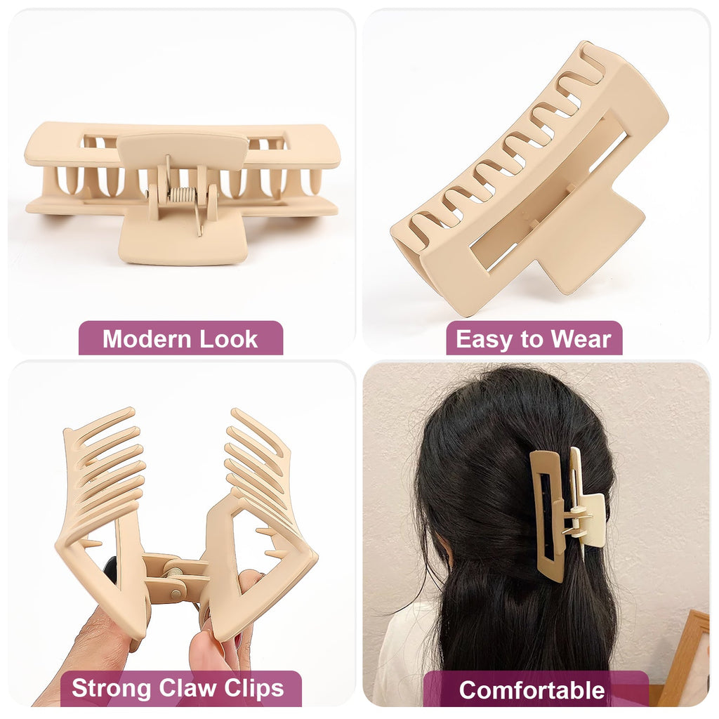 Mber Large Hair Claw Clips, Assorted Matte Colors