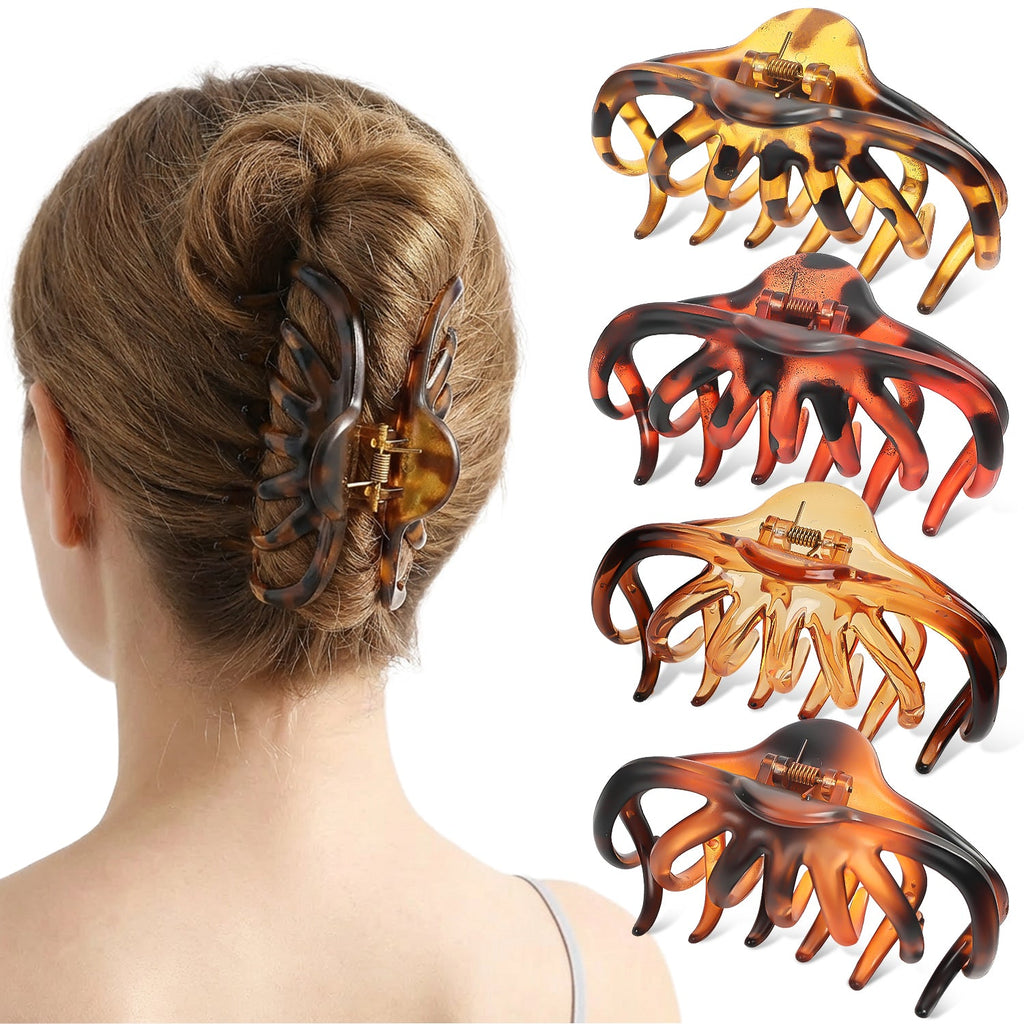 Mber Large Octopus Hair Claw Clips, Assorted Tortoise Brown