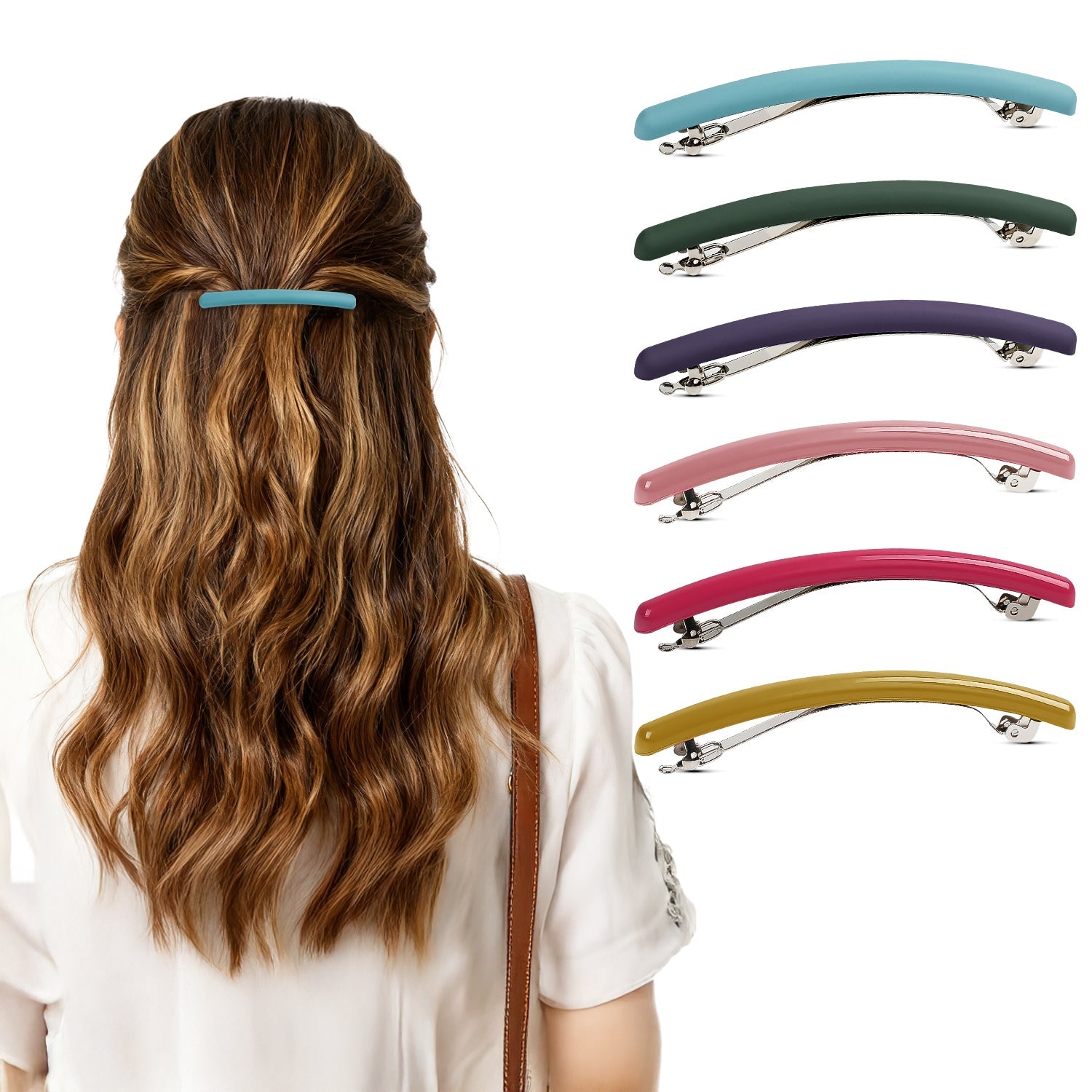 Mber 6-Pack French Hair Barrette Clips, Assorted Multicolor