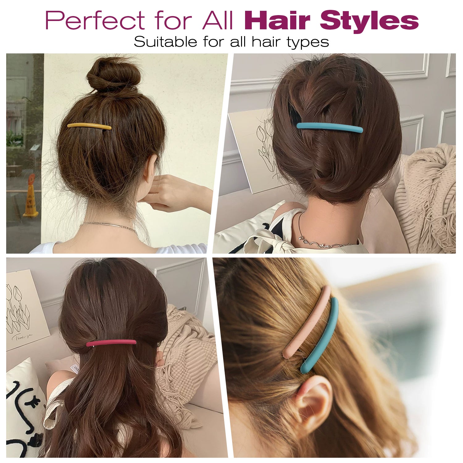 Mber 6-Pack French Hair Barrette Clips, Assorted Multicolor