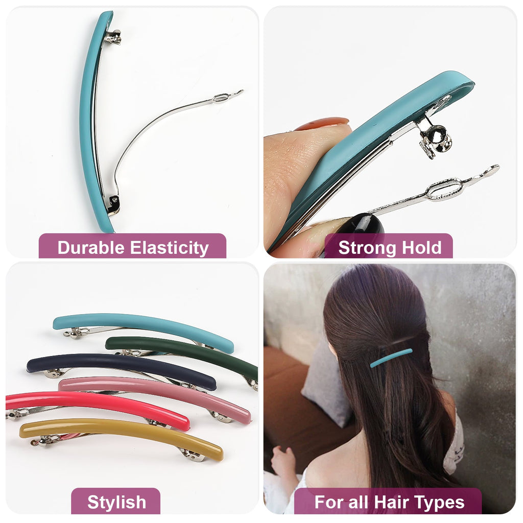 Mber 6-Pack French Hair Barrette Clips, Assorted Multicolor