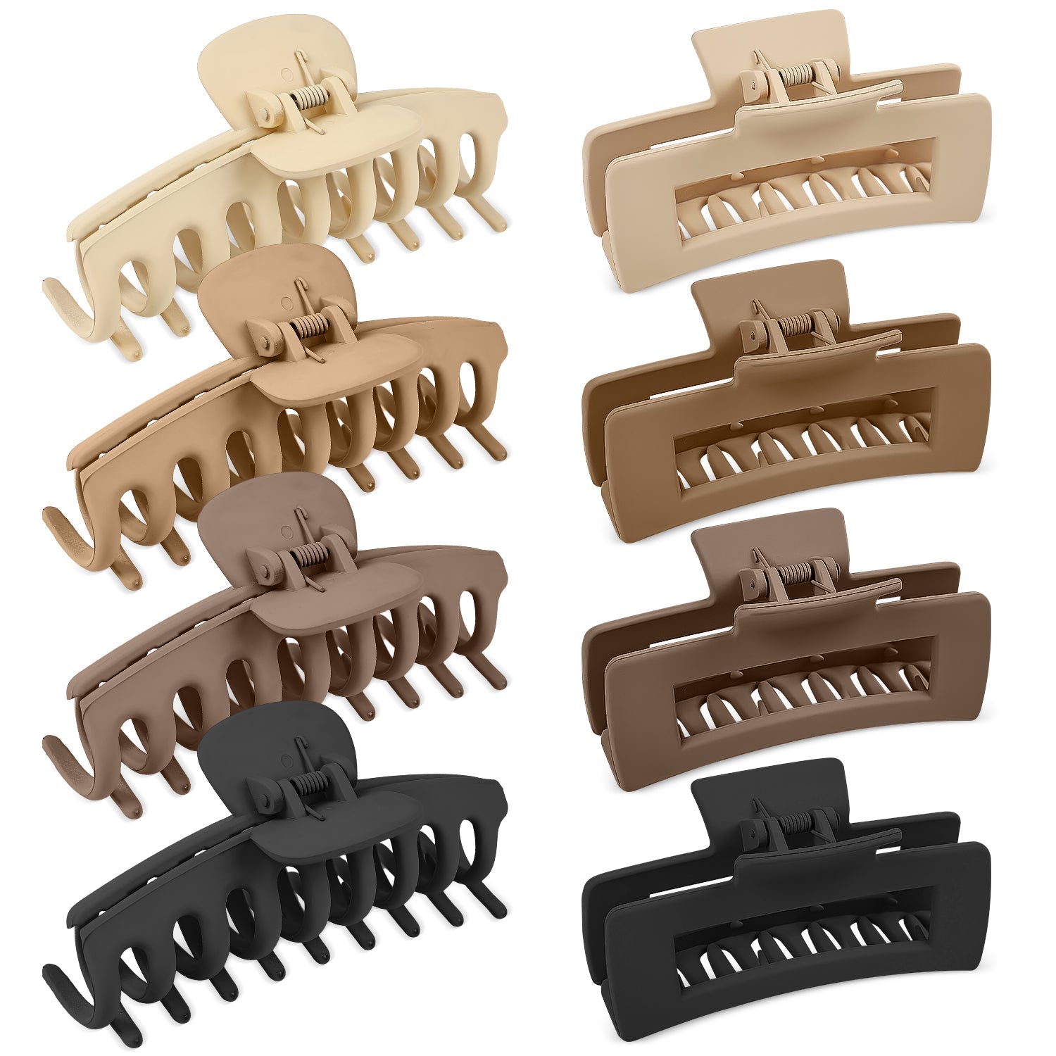 Mber 8 Pack Large Hair Claw Clips, Assorted Matte Colors