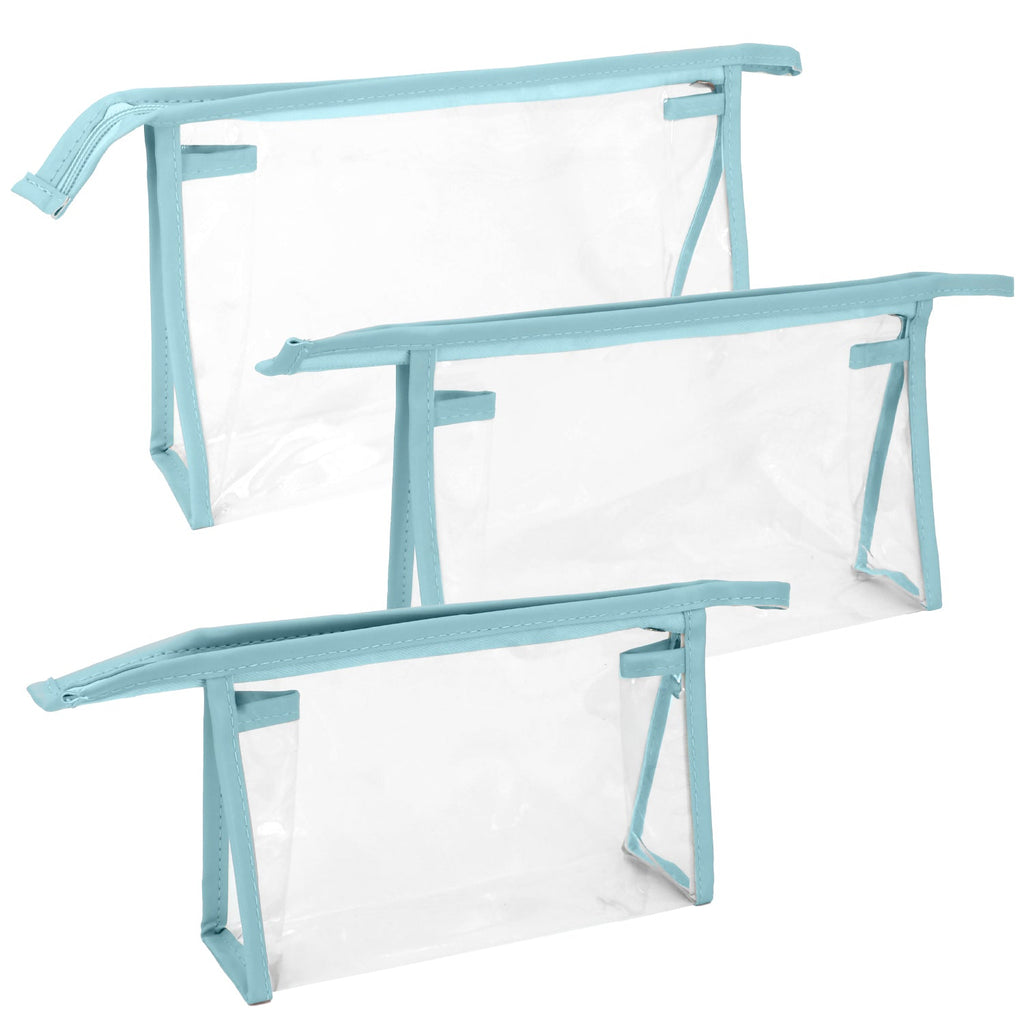 Mber 3-Pack TSA Approved Clear Travel Makeup Bag, Blue