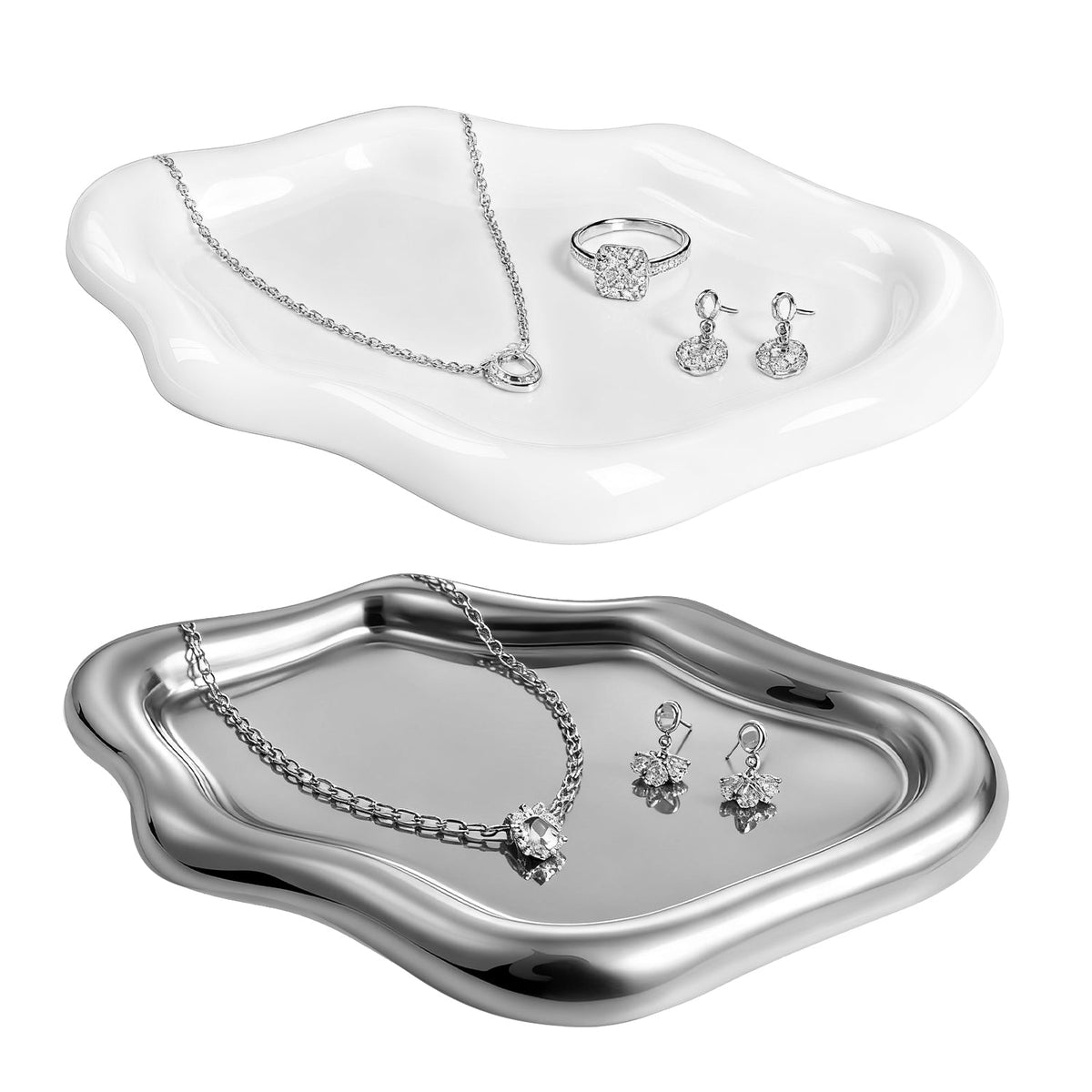 Mber Organic Shape Jewelry Tray, Ceramic or Stainless Steel
