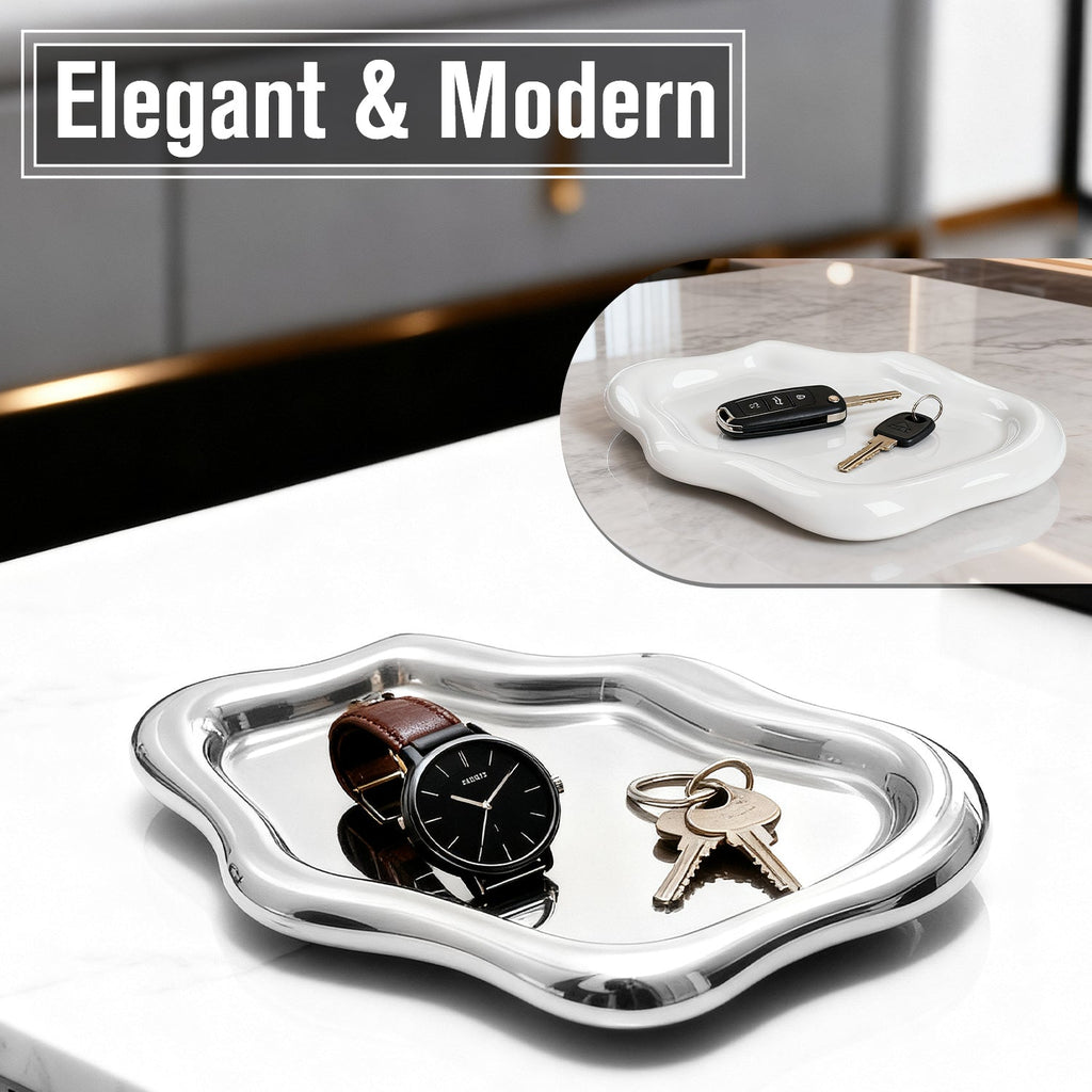 Mber Organic Shape Jewelry Tray, Ceramic or Stainless Steel