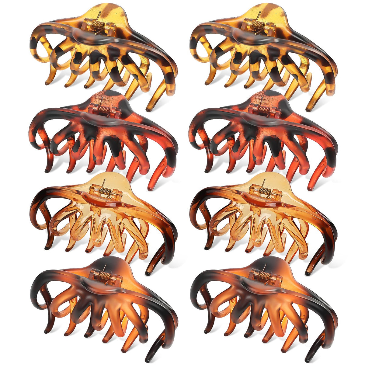 Mber Large Octopus Hair Claw Clips, Assorted Tortoise Brown